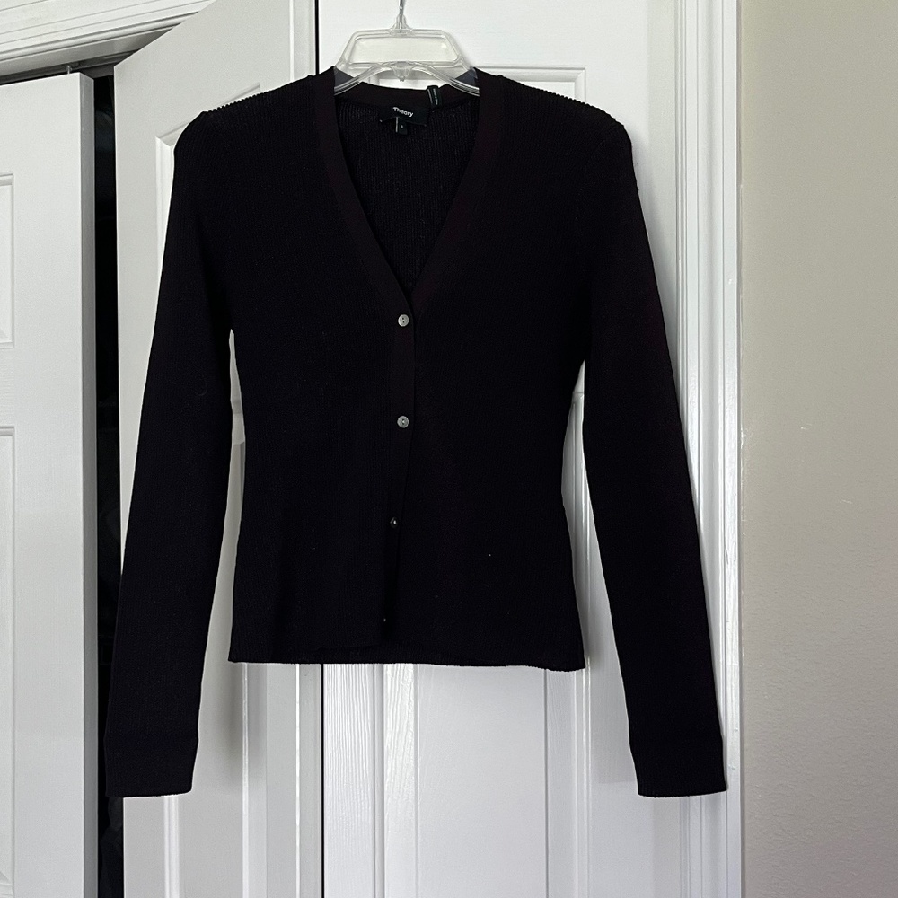 NWT Theory Purple Shimmer Ribbed Cardigan